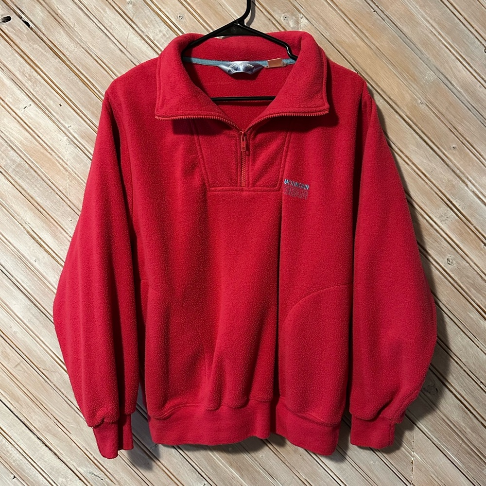 Pink Fleece Mountain Gear 3/4 Blue Thread Embroidered Logo 3/4 Zipper Vintage